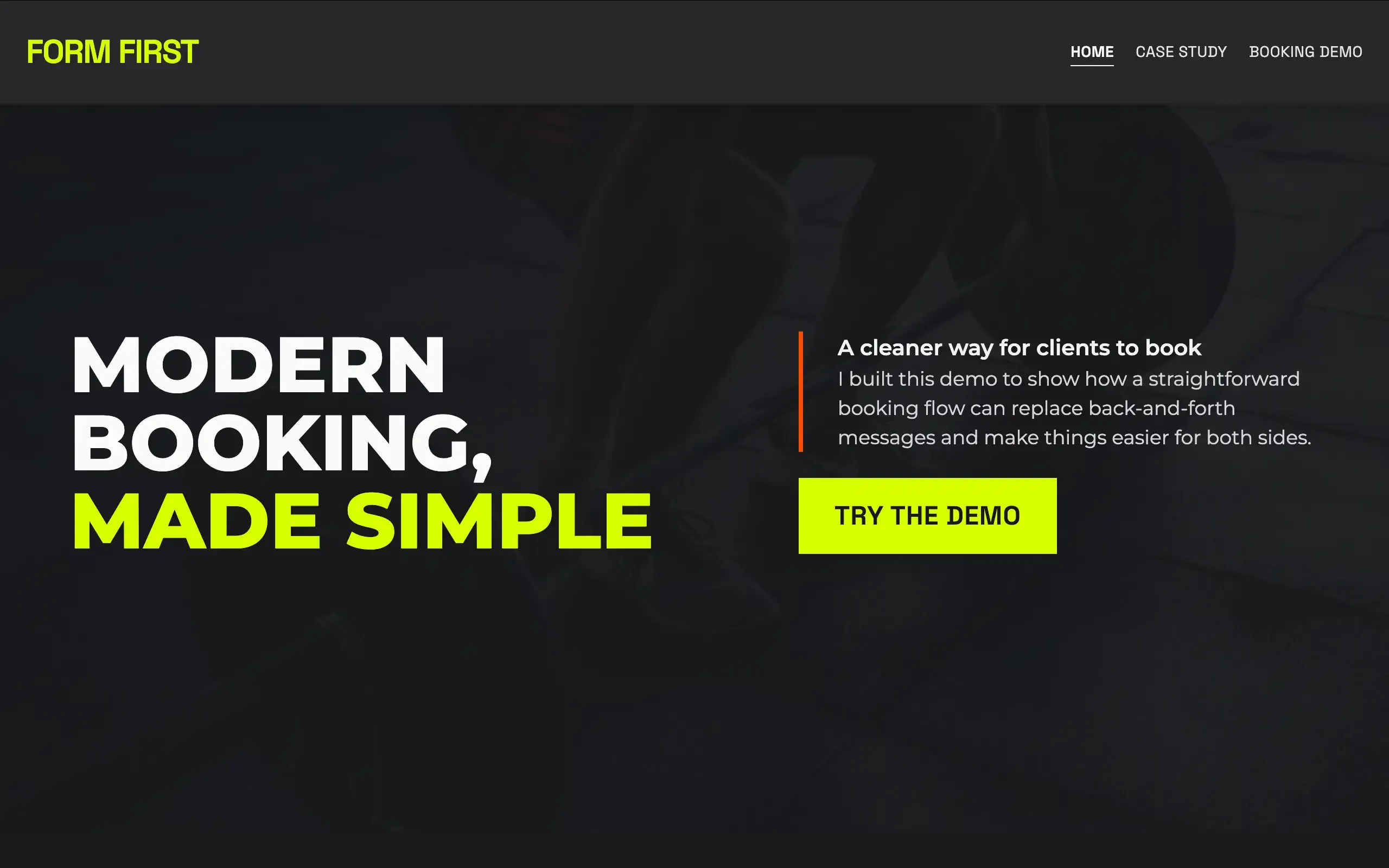 Form First — Booking Flow Demo